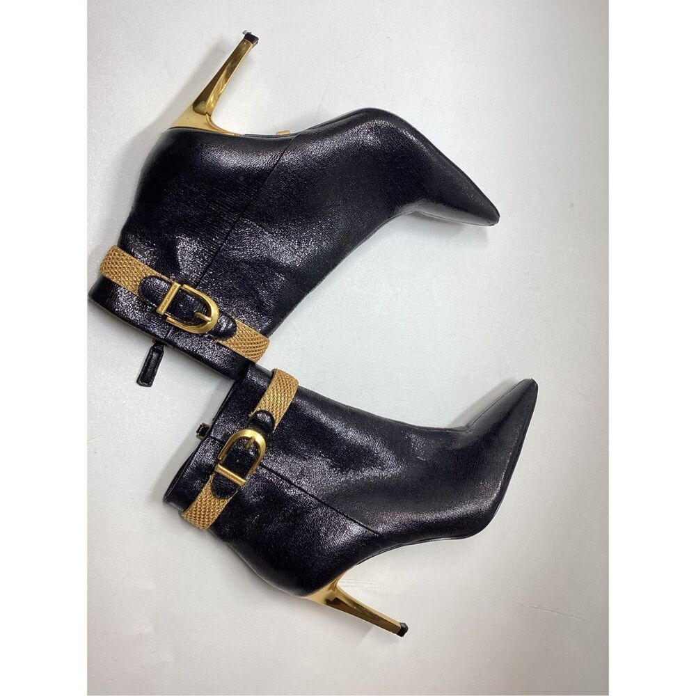 Donna‎ karan Sylvia Black & Gold stiletto  Bootie - Picture 8 of 17